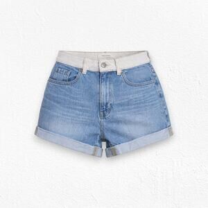 PacSun Two Toned Mom Short Denim Shorts Blue Cream Contrast Shorts Size 26